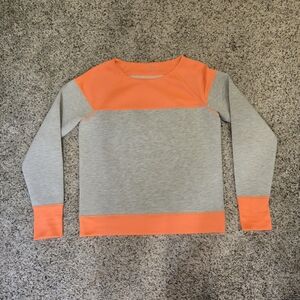 Athleta Gray and Orange Fuse Colorblock Sweatshirt